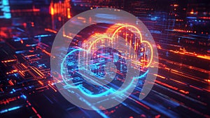 Cloud Computing Network Data Storage Digital Technology Abstract Concept