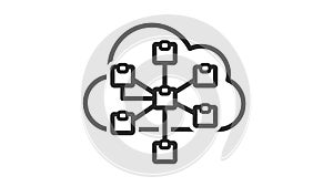 Cloud Computing Network and Data Storage Icon