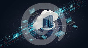 Cloud Computing Network Data Storage Cloud computing infrastructure data storage network servers technology and information