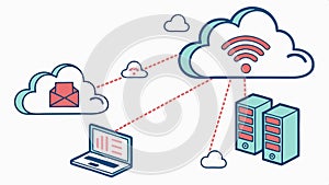 Cloud computing network, data storage and server system vector design Generative AI