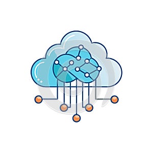 Cloud computing network, data storage, cloud technologies and connection concept