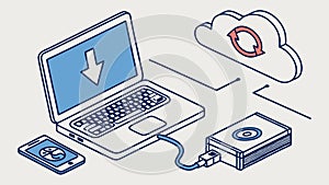 Cloud Computing Network Data Transfer Remote Work, vector design Generative AI
