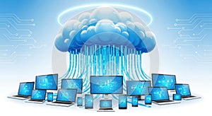 Cloud computing network data transfer technology digital devices concept
