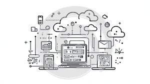 Cloud Computing Network Technology Concept - Devices Connected
