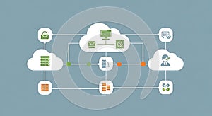 Cloud Computing Network Diagram Data Storage, Security, Email, User Management IT Services