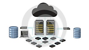 Cloud computing network diagram isolated on white background