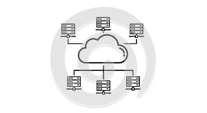 Cloud Computing Network Diagram with Multiple Servers and Connections