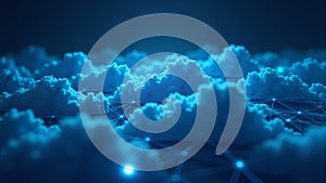 Cloud Computing Network With Glowing Points