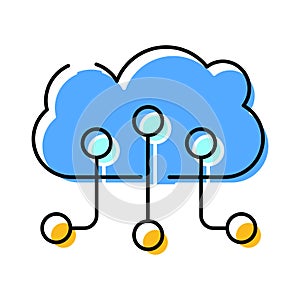 Cloud computing network icon connecting digital data services