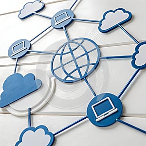 Cloud computing network icon isolated on white photo