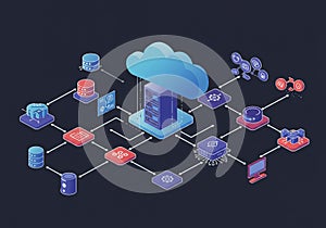 Cloud computing network illustration showing a central cloud with