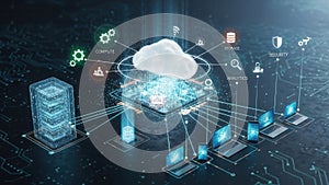 Cloud Computing Network Infrastructure Digital Technology Visualization Concept