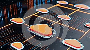 Cloud computing security and data protection with lock and circuit board background