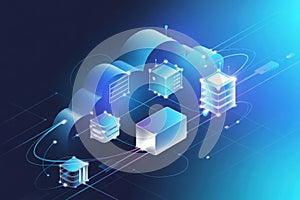 Cloud computing network infrastructure isolated on transparent background