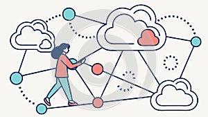 Cloud Computing Network Interaction Vector, Global Connectivity, vector design Generative AI