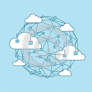 Cloud computing network with interconnected nodes and data transfer