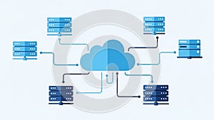 Cloud computing network with interconnected servers and databases