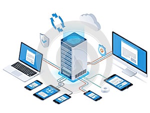 Cloud computing network isolated on white background