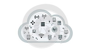 Cloud computing network isolated on white background