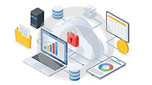 Cloud computing network isolated on white background