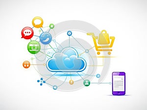 Cloud computing network isolated on white background