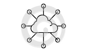 Cloud Computing Network Line Icon. Internet Data Storage Sign. Vector