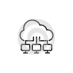 Cloud Computing Network line icon