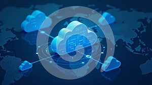 Cloud Computing Network Over World Map