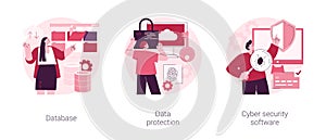 Cloud computing network safety abstract concept vector illustrations.