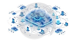 Cloud Computing Network: Seamless Integration and Data Exchange Illustration