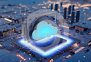 Cloud computing and network security concept, 3d rendering,conceptual image