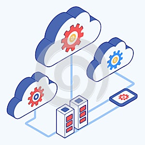 Cloud Computing Network with Server and Data Storage Illustration