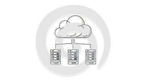 Cloud computing network servers connected to a digital cloud data storage system
