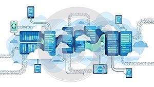 Cloud Computing Network with Servers and Devices