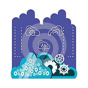 Cloud computing network set icons