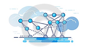 Cloud computing network, symbolizing digital connectivity and remote data access, vector design Generative AI