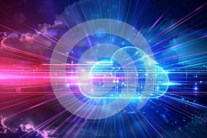 Cloud Computing Network Technology With Abstract Speed Lines On Background, Cloud Technology Concept