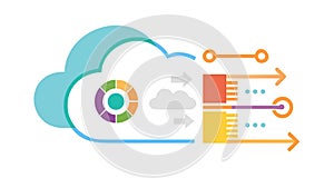 Cloud Computing Network Vector, Data Storage Connectivity, vector design Generative AI