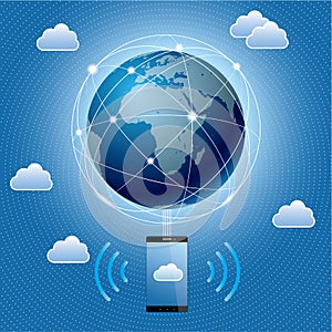 Cloud computing and networking design concept.