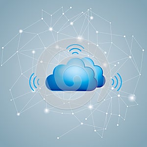Cloud computing and networking design concept.