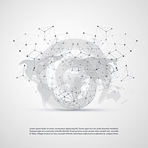 Cloud Computing and Networks Concept with World Map - Global Digital Network Connections, Technology Background, Creative Design