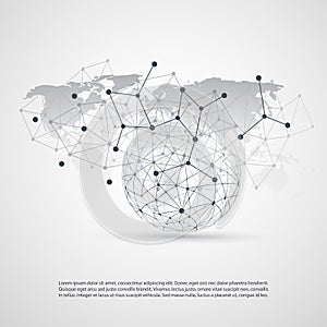 Cloud Computing and Networks Concept with World Map - Global Digital Network Connections, Technology Background, Creative Design