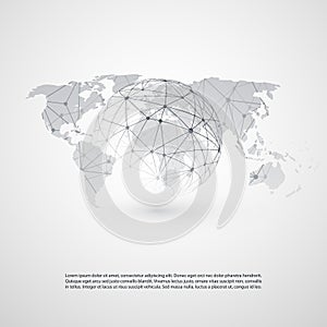Cloud Computing and Networks Concept with World Map - Global Digital Network Connections, Technology Background, Creative Design