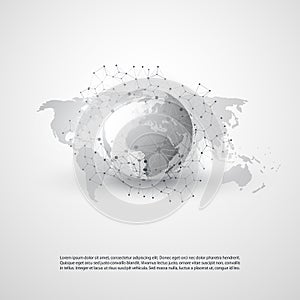 Cloud Computing and Networks Concept with World Map - Global Digital Network Connections, Technology Background, Creative Design T
