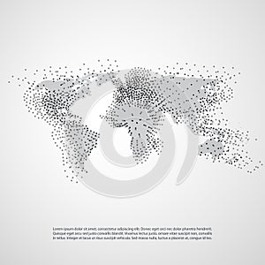 Cloud Computing and Networks with World Map - Abstract Global Digital Network Connections, Technology Concept Background