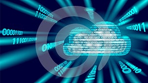 Cloud computing online storage binary code numbers. Big data information future modern internet business technology