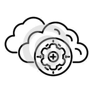 Cloud computing optimization targeting business success with gear icon