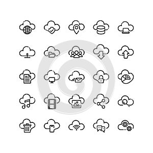 Cloud Computing outline icon set.