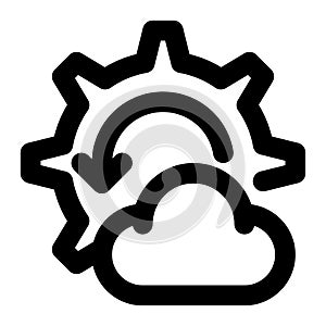 Cloud Processing, Cloud Configuration, Cloud Backup Outline Icon