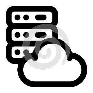 Cloud Database, Cloud Hosting, Cloud Server Outline Icon